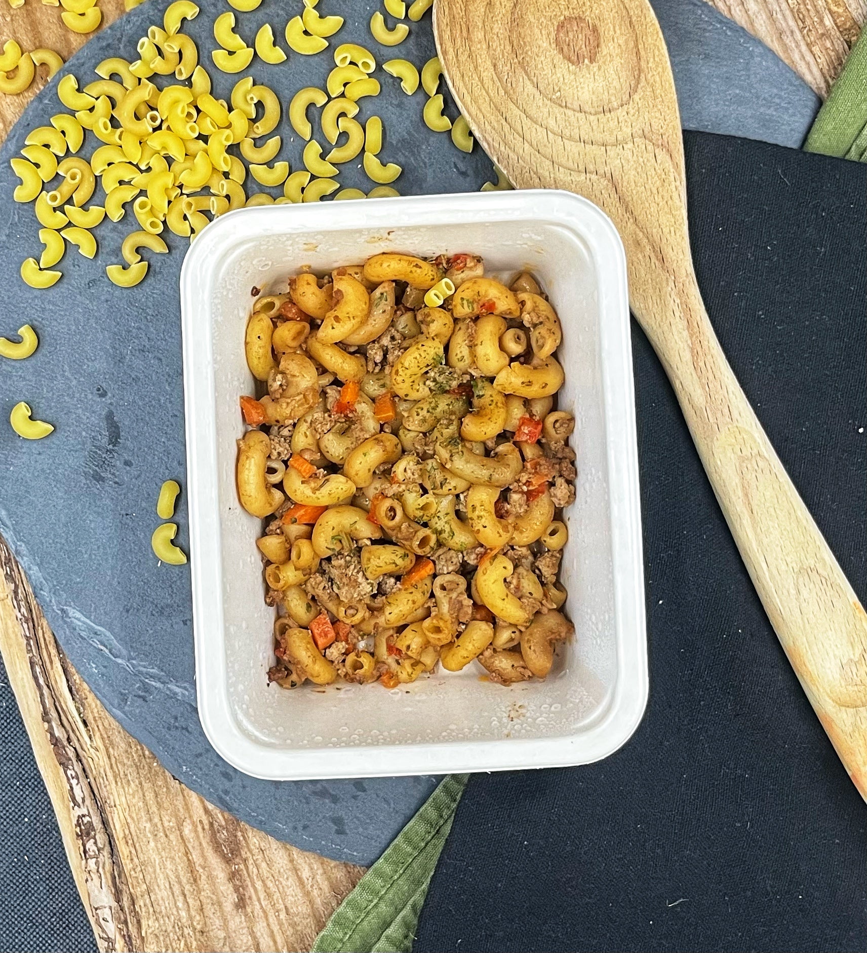 Macaroni chinois porc et légumes
