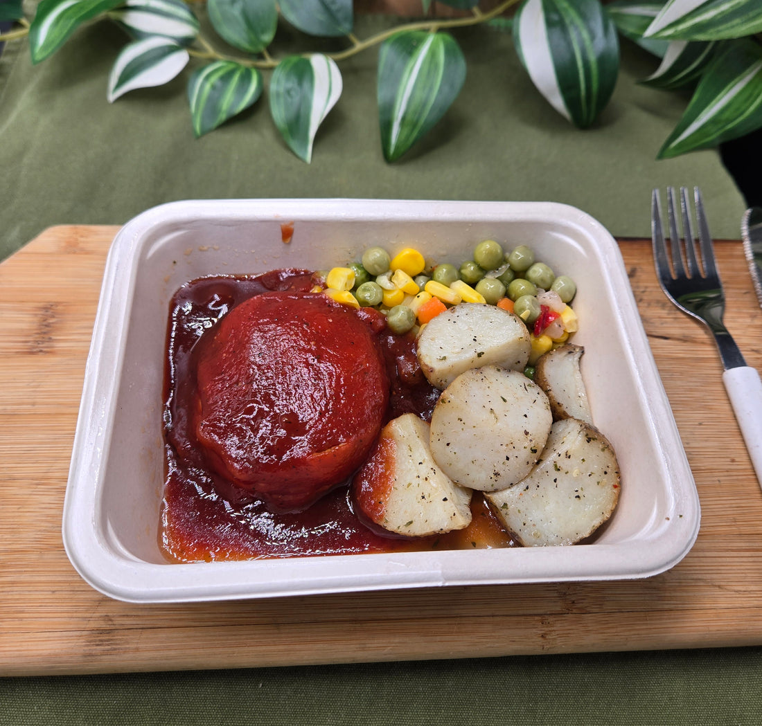 Tournedos de poulet avec patates et légumes